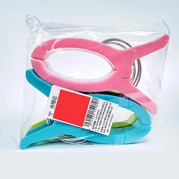 8x badehåndkleklemmer i plast, dynklyper for klesvask, solseng, klesklyper