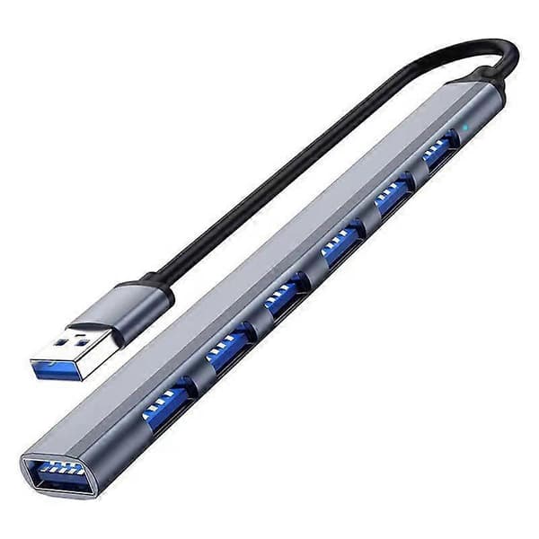 USB3.0 til USB2.0/3.0 USB-hub med 7 porter Sølvgrå Sølvgrå