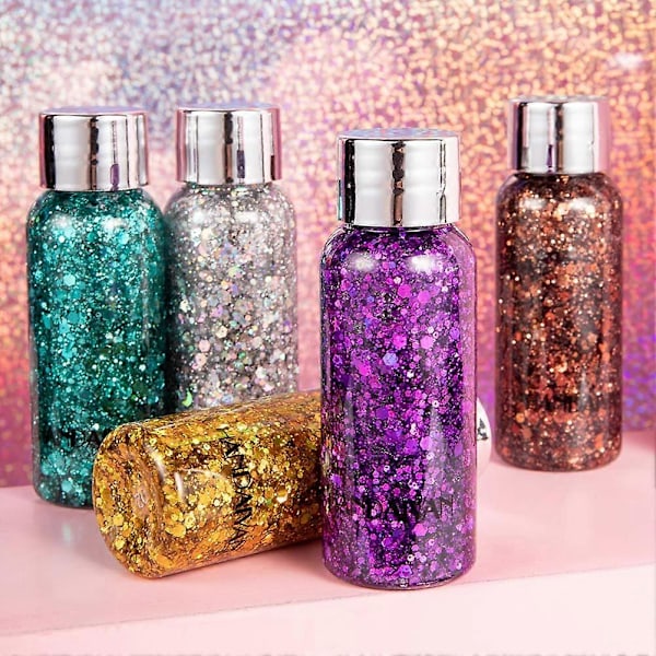 Sjöjungfru Paljetter Chunky Glitter Flytande Smink Långvarig Glittrande A
