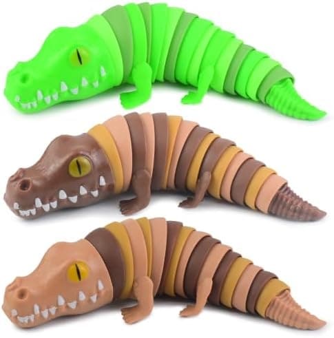stk. Fidget Slug, 3D Leddelt Stræk Krokodille Stressaflaster, Sensorisk Stresslindring til Voksne (Tilfældig Farve)