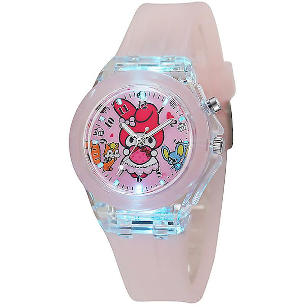Lysande Glow Student Barnklocka Söt Tecknad Silikon Led Klocka Klocka GS Pink melody