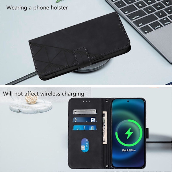 Kompatibelt för Nothing CMF Phone 2 Pro Läderfodral med Handrem Plånboksställ Telefonskal GS Black