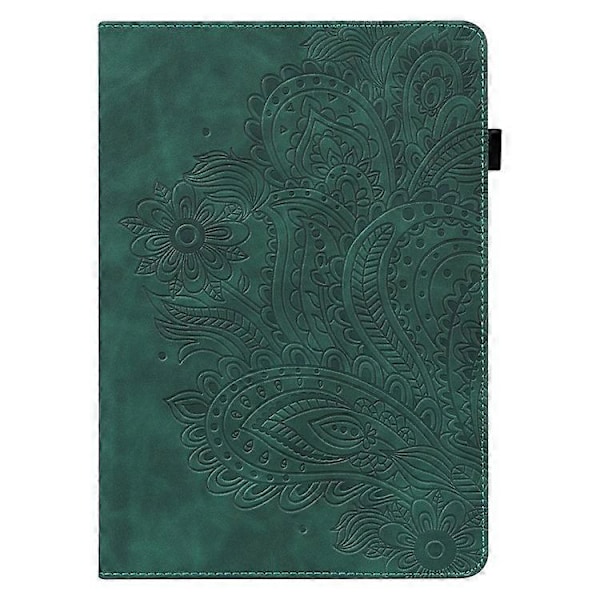Präglat Påfågelblommemönster Läder Tablet Skyddsskal med Rem Kompatibel För Samsung Galaxy Tab A 10.1 (2016) SM-T58 GS Green