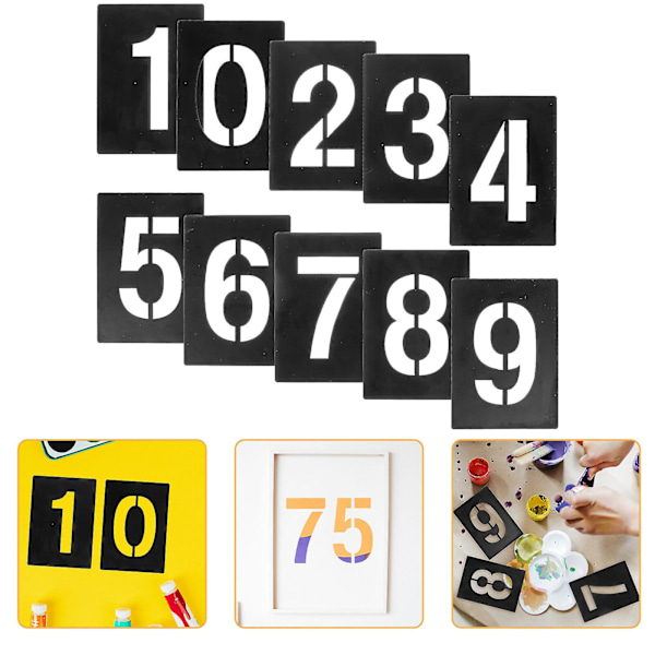 1 Setti Numerot Sapluuna 0-9 Osoitenumerosapluuna Numeromallit Puulle Maalaamiseen GS