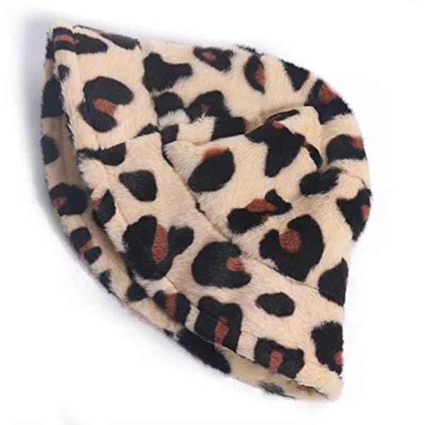 1 st Leopardprickig Daisy Hatt för Kvinnor Vinter Bucket Hatt Män Fuskpäls Varm GS