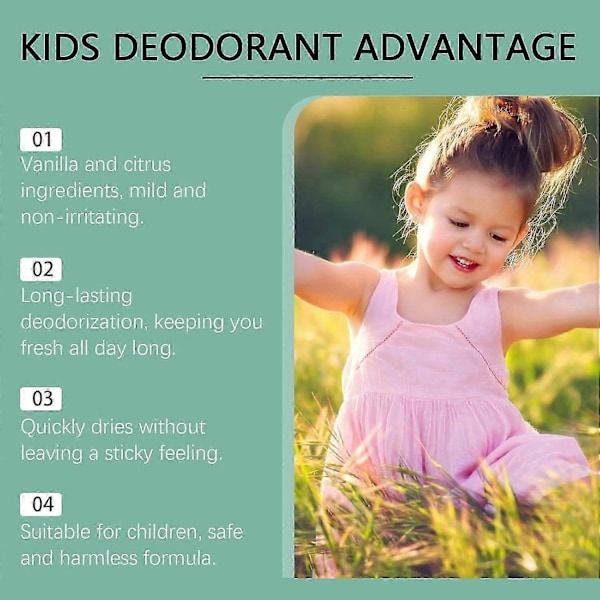 Fräsch Naturlig Deodorant För Barn Tonåringar Aluminiumfri Parabenfri Hypoallergen Deodorant, Vanilj Citrus Roller Doft Barn Svett GS 1pc