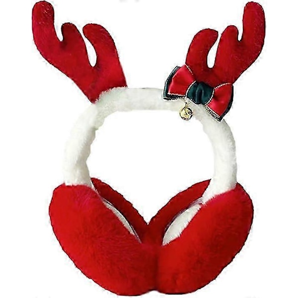 Jouluiset korvaläpät, pörröinen pehmo, kokoontaitettavat, ulkoiluun, lämpimät korvienlämmittimet, korvasuojat tuulelta, kylmältä, lahja tytöille, naisille GS
