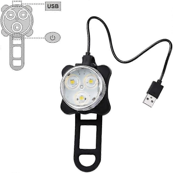 USB Uppladdningsbart Cykelljus Set, Super Stark Framlykta och Bakre LED Cykellampa, 650mAh Litiumbatteri, 4 Ljuslägen (2 USB Ka GS
