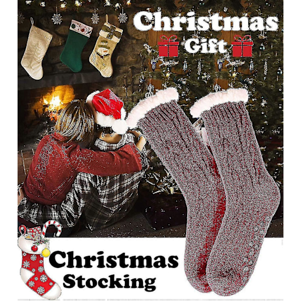 Damtofflor Strumpor Fuzzy Fluffy Mysiga Stugstrumpor Vinter Fleece Mjuka Varma Bekväma Tjocka Jul Halkfria Strumpor GS GRAY