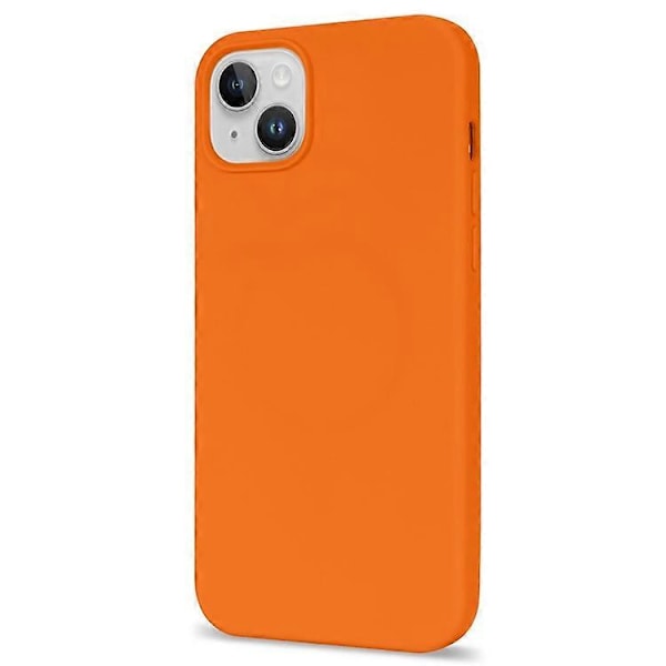 Kompatibelt för iPhone 14 Solid Silikon Skal Kompatibelt med MagSafe, Fiberfodrad Kudde Anti-Repskydd GS Orange