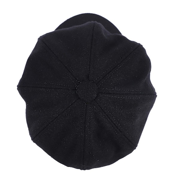 Baker Boy Hatt för Kvinnor Flicka Basker Franska Mössor Kepsar 8-Panel Varm Ull Newsboy Keps Svart GS