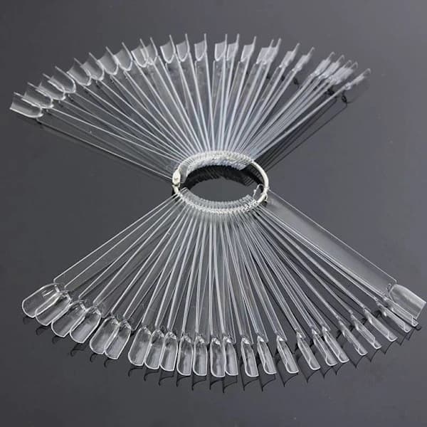 Displaytips, praktisk provkarta / display med tippar i plexiglas Transparent