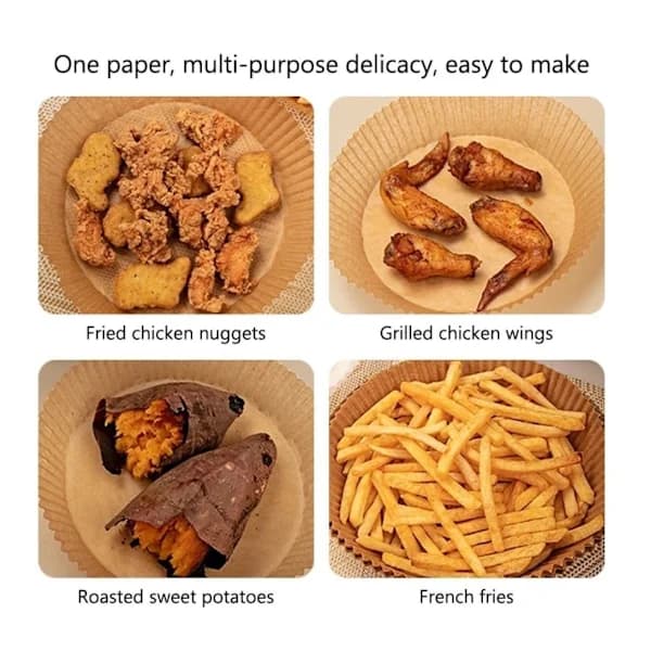 100 stk. Airfryer Bagepapir Liners - Airfryer Liners white