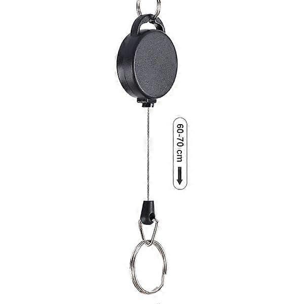 Infällbar nyckelring med karbinhake 2-pack Svart Svart