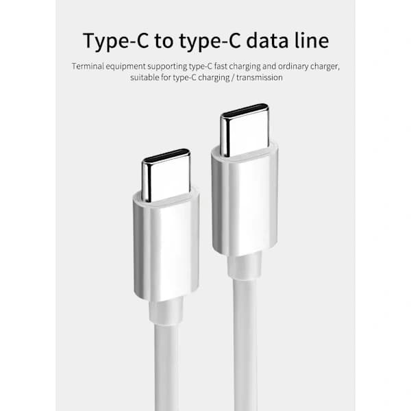 2 KPL 2 m pikalatauskaapeli USB-C - USB-C valkoinen