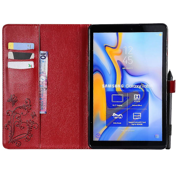 Tabletfodral i läder med ställ för Samsung Galaxy Tab A 10.5 (2018) T590 T595 T597 GS Multicolor Red