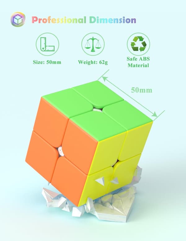ROXENDA Speed Cube 2x2 Speed Cube, Stickerless Magic Cube Let at Dreje og Glat Speedcube - Drejer Hurtigere end Originalen (2x2x2)
