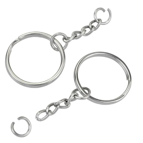 50-pack nyckelringar kort kedja 25 mm Silver