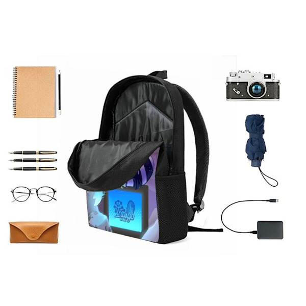 Universe Indigo Park Tryckt Ryggsäck Casual Canvas Väska Student Bokväska Mode Multifunktionell Ryggsäck Rese Skolväska GS B