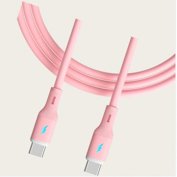 66W USB-C til USB-C Hurtigladekabel - Silikon, 100cm - For Hurtiglading og Dataoverføring pink