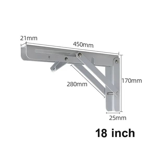 Fällbart konsol 450 x 170 mm – vit metall för väggmontering
