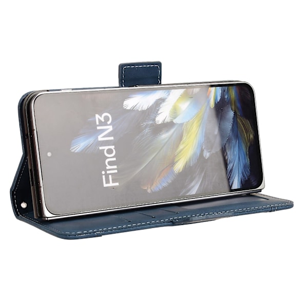Skyddande PU-läderfodral med kortfack och stativ för Oppo Find N3 5G/OnePlus Open GS