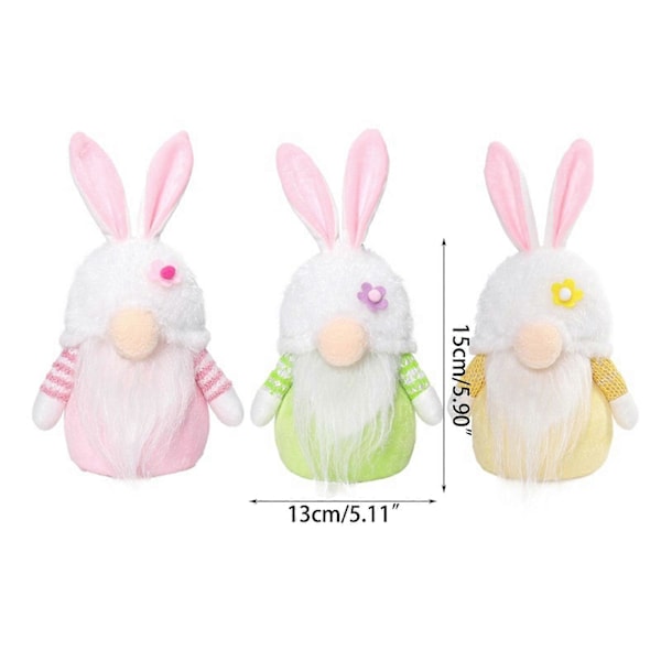 Påsk Gnome Plysch Skandinaviska Tomtar Dvärgar LED-belyst Kanin Gnome Ornament Svenska Figurer Bordsdekoration Gul GS Green