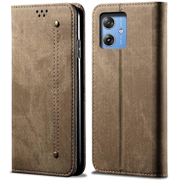 Mobilskal för Motorola Moto G55 5G - Jeansduktextur, Reptåligt Läder, Ställ - GS