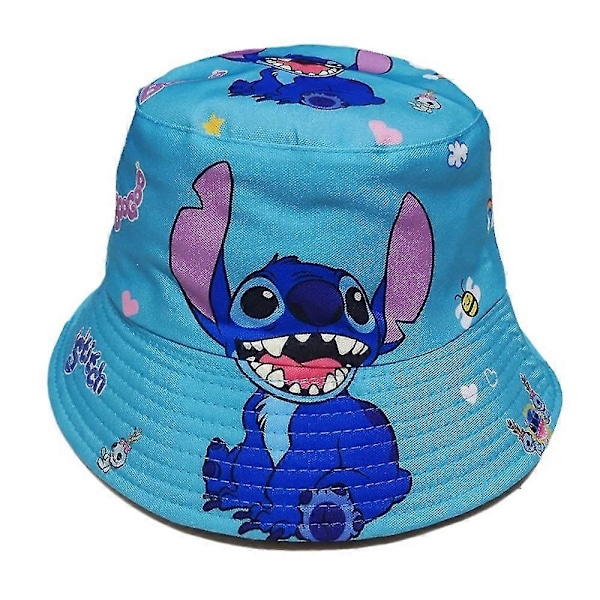 Söt Lilo & Stitch Bucket Hat Barn Pojkar Flickor Sommar Utomhus Fiskehatt Keps Mössa Solhatt A