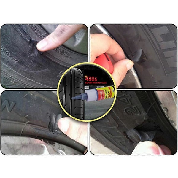 480 Svart Lim Bil Däck Starkt Reparationslim Universal Lastbil Motorcykel Cykel Innerslang Punktering Snabb Reparationslim Agent 5pcs