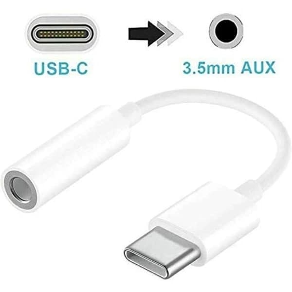 (2 stk) Adapter USB-C til AUX 3.5mm kompatibel med Samsung hovedtelefoner