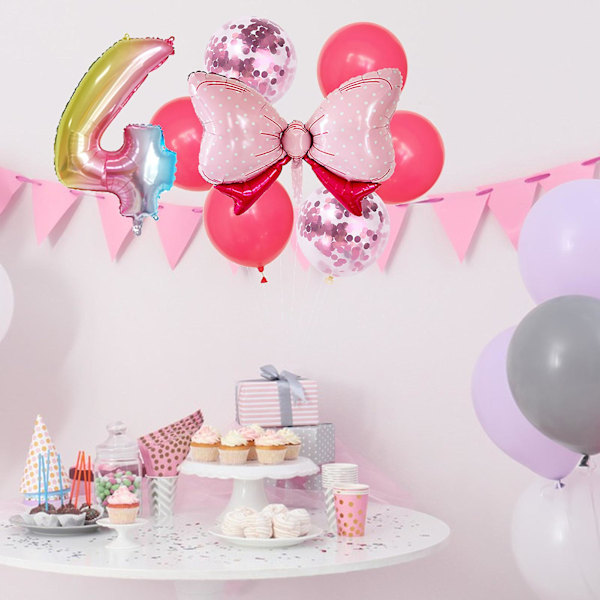 1 Set Rosa Rosett Ballongset Enkel Montering Aluminiumfilm Dekorativa Nummer 0-9 Ballonger för Baby Födelsedagsfester GS 5