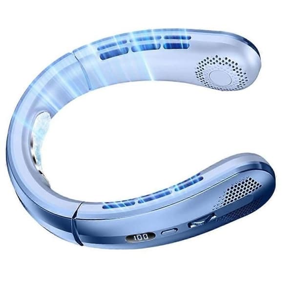 Bærbar Bladløs Halsventilator, 100 Hastigheder, Forbedret Ocean Blue