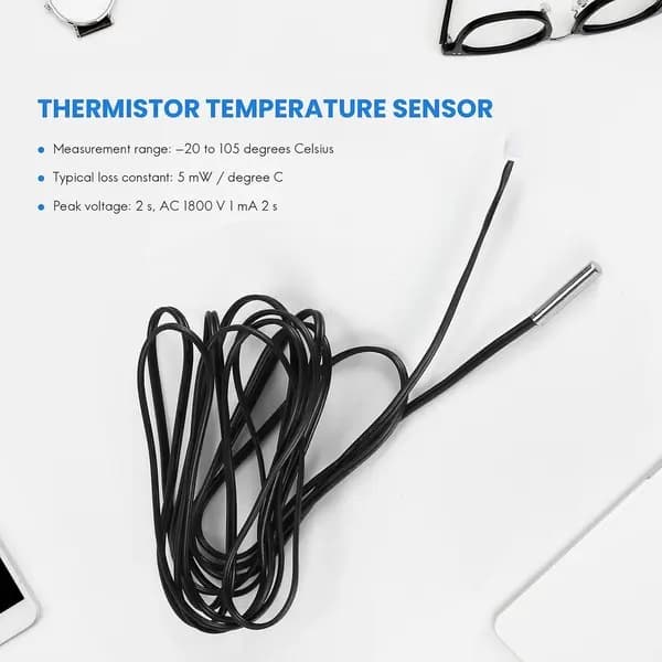Vktech 1M NTC Termistor Temperatursensor Vattentät Sondkabel 10K 1% 3950