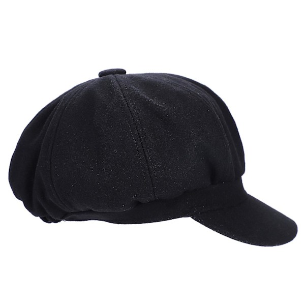 Baker Boy Hatt för Kvinnor Flicka Basker Franska Mössor Kepsar 8-Panel Varm Ull Newsboy Keps Svart GS