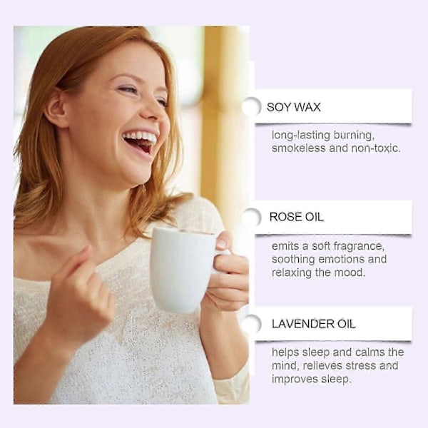 Lavendeldoftljus - Aromaterapiljus, Lavendelljus för Hemdoft, Jul- och Födelsedagspresentljus för Kvinnor och Mammor 3pcs