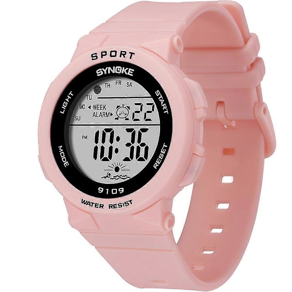 Barnklocka 5atm Vattentät Ljusdisplay Student Utomhus Sport Digital Klocka GS Pink