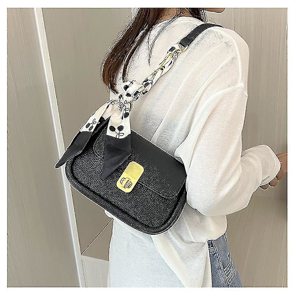 Bow Crossbody Väska Dam Pu Läder Tote Mode Axelväska För Damer Black