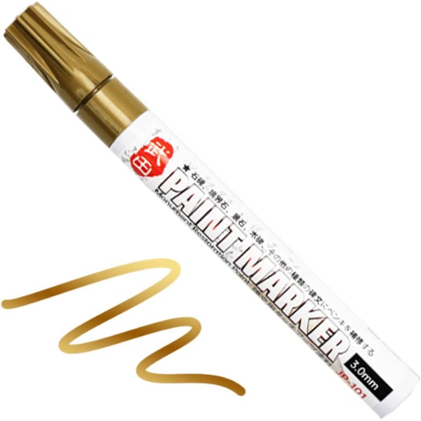 Akryl gravstein malingspenner Værbestandig Permanent Markørpenn Hurtigtørkende Vanntett Oljebasert Penn for Tre Metall Glass Dekk Fotoalbum (Gull)