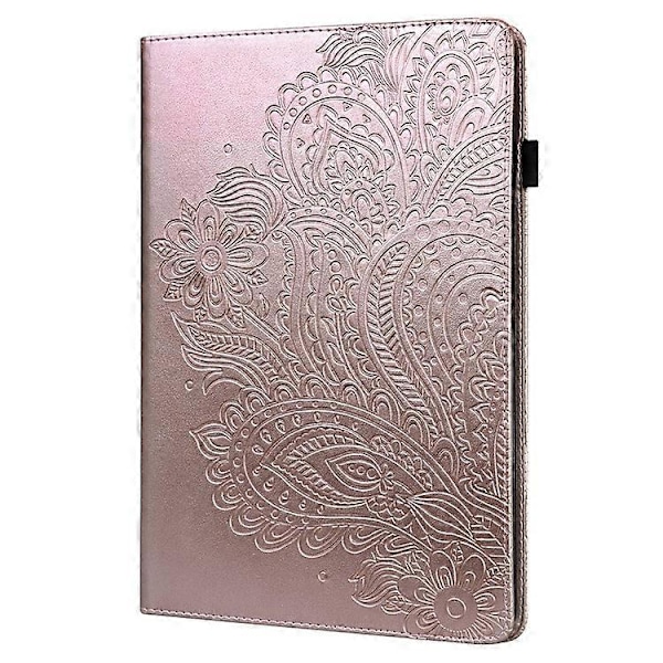 Präglat Påfågelblommemönster Läder Tablet Skyddsskal med Rem Kompatibel För Samsung Galaxy Tab A 10.1 (2016) SM-T58 GS PinkGold