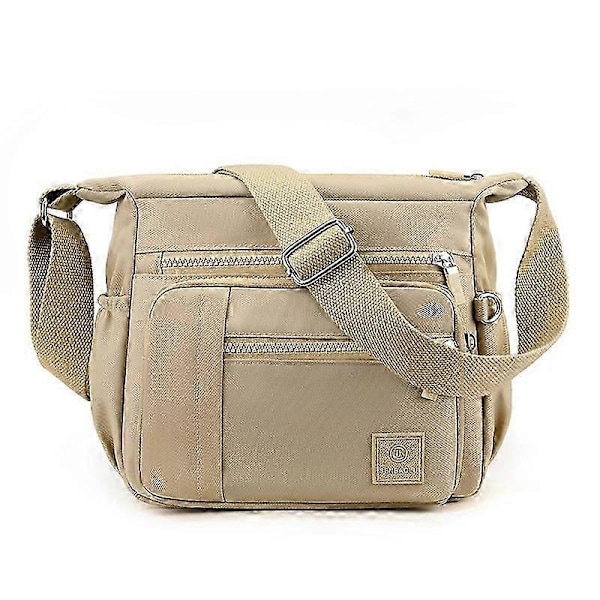 Crossbody tasker, afslappede skuldertasker, vandtætte og tyverisikre tasker med flere lommer til mænd og kvinder Khaki GS