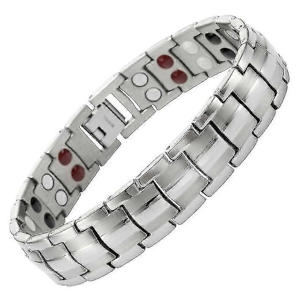 Magnetarmband med Ultrastark Magnetterapi - Smärtlindring för Artrit och Magnetarmband för Karpaltunnelsyndrom för Män, hw Silver