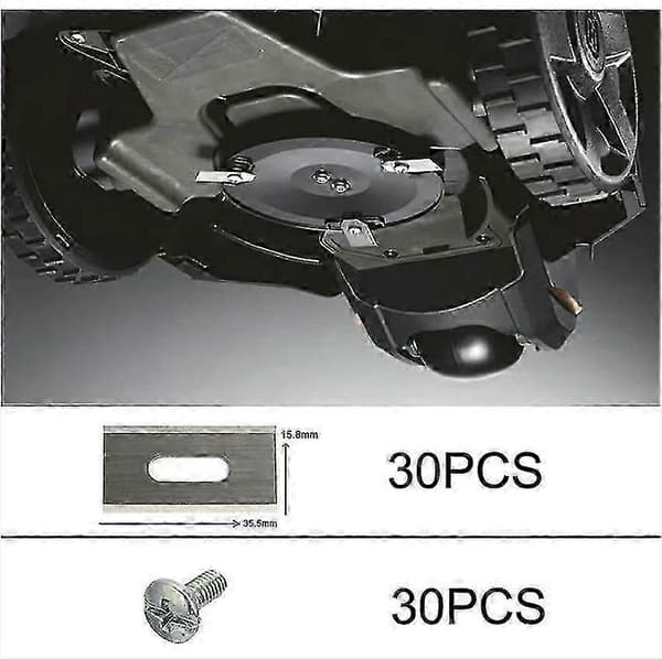 30-pakning Husqvarna gressklipperblader, dobbeltslipte rustfrie stålblader, 0,65 mm