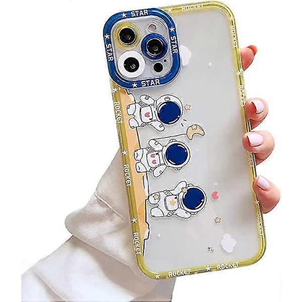 iPhone 13 Pro Kirkas Astronautti Kuori - Söpö Silikonisuojus Kameran Suojauksella