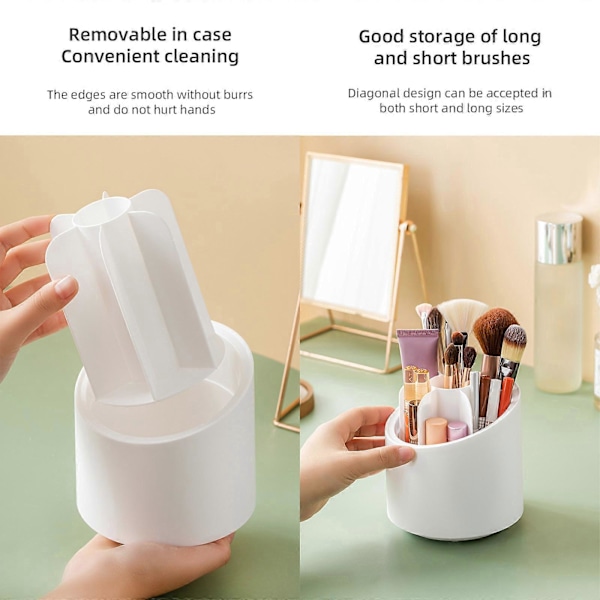 100% Ny Sminkborsthållare med Lock, 360° Roterande Lazy Susan Sminkborsthållare Organizer GS Pink