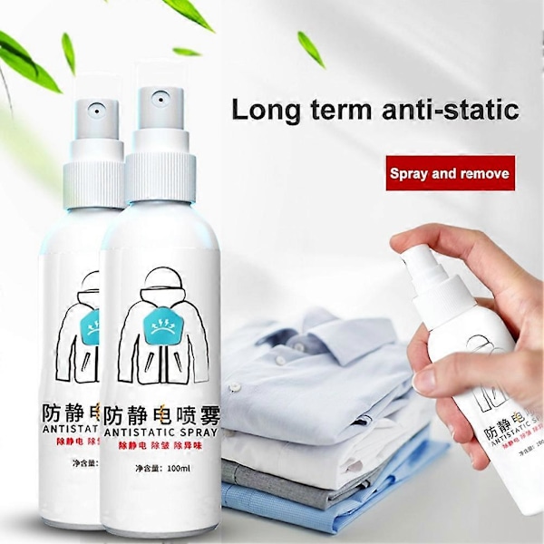 2x Antistatisk Spray Statisk Borttagare Spray För Kläder Långvarig Anti-Skrynkel GS