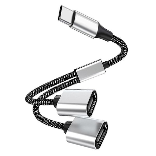 USB till 3 USB 2.0 HUB Dubbel 4-Port Multi Splitter Adapter OTG För PC Laptop Surface Tillbehör USB A Förlängning Ström Data Typec To 2 USB