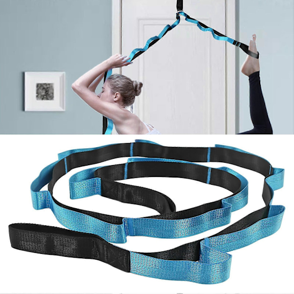 Joustava joogavyö, nyloninen kuminauha, kuntoiluväline kotiin, joustavuus, pilates Blue