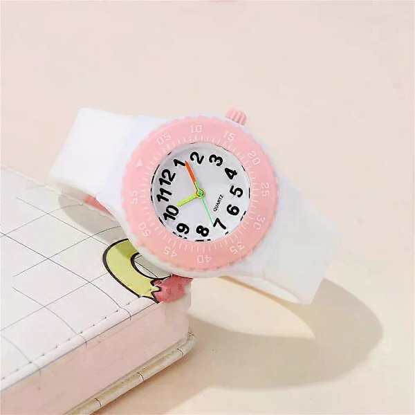 con sött färgglatt silikonarmband kvarts Barnklocka GS WHITE