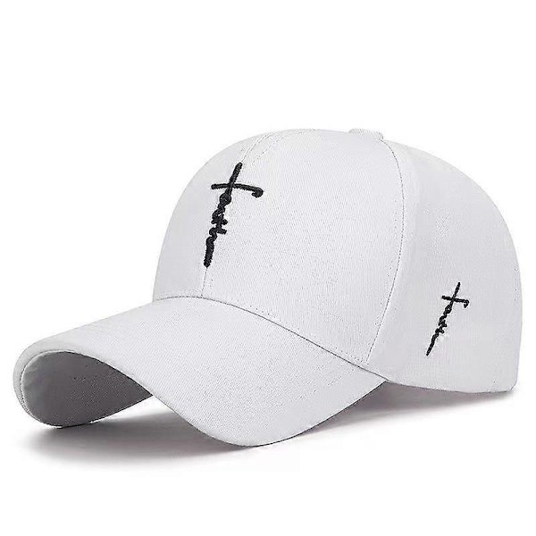 Muoti Usko Kirjailtu Baseball-lippis Miehet Naiset Kevät Kesä Aurinkohatut Puuvilla Snapback Lippis Unisex Hip Hop Rekkamieslippikset Gorras White